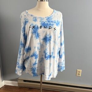 FRIENDS Blue and White Tie-Dye Sweatshirt